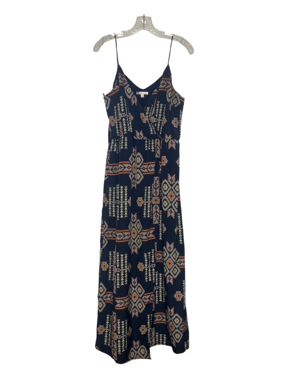 Under Skies‎ Maxi Dress Medium Black Tan Sleeveless Spaghetti Straps